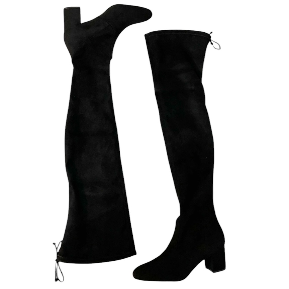 Stuart Weitzman Genna 60 City Suede Over The Knee Boots Black Size 7 Slim Calf